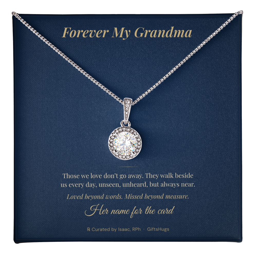 Personalized Forever My Grandma Remembrance Necklace with Message Card