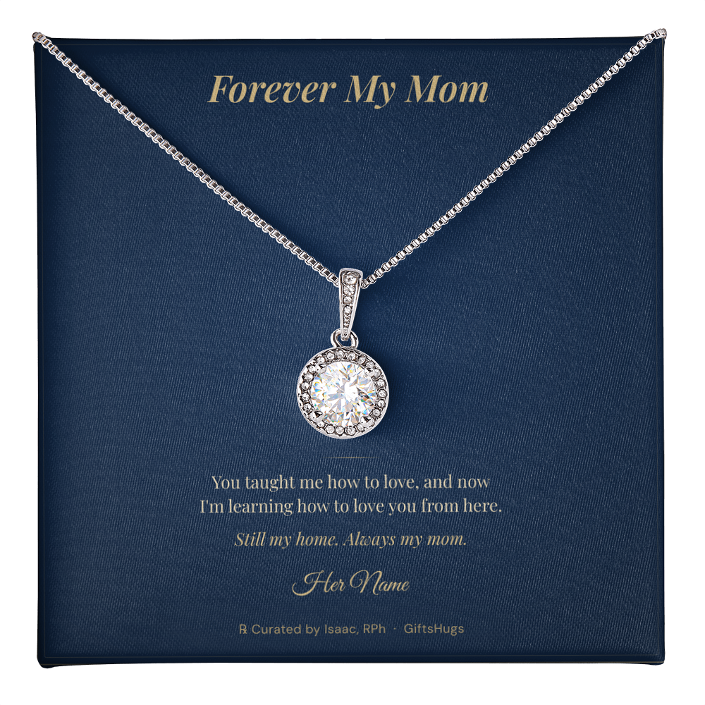 Personalized Forever My Mom Remembrance Necklace with Message Card
