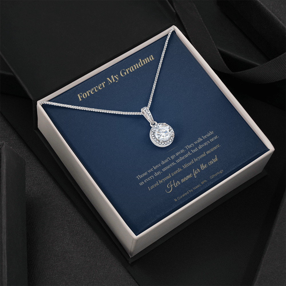 Personalized Forever My Grandma Remembrance Necklace with Message Card