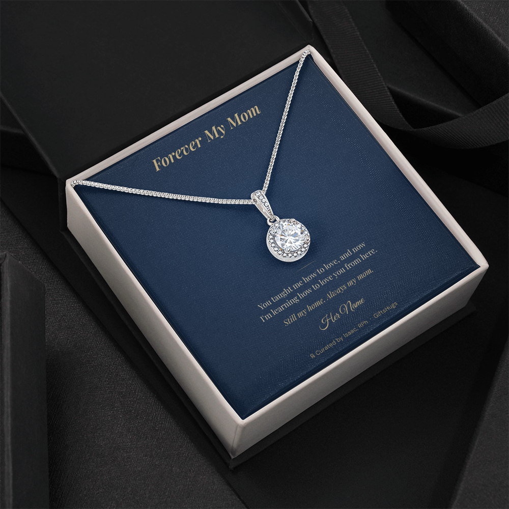 Personalized Forever My Mom Remembrance Necklace with Message Card