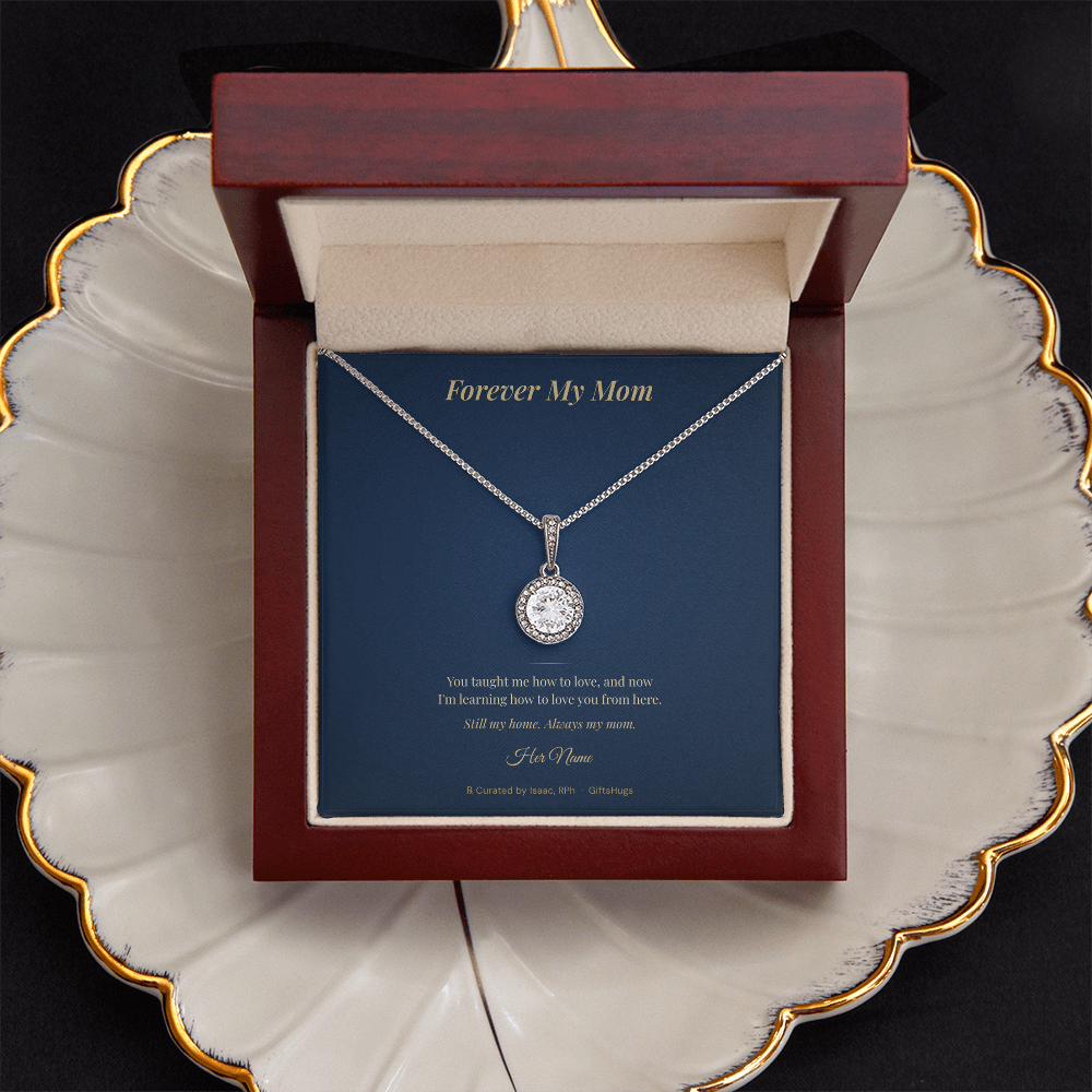 Personalized Forever My Mom Remembrance Necklace with Message Card