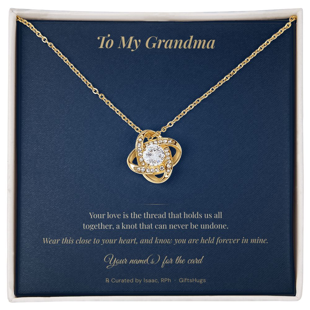 Personalized To My Grandma Love Knot Necklace with Message Card