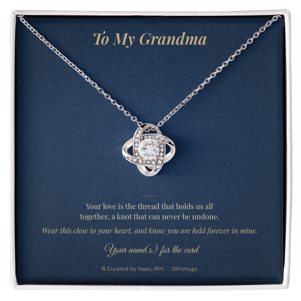 Personalized To My Grandma Love Knot Necklace with Message Card