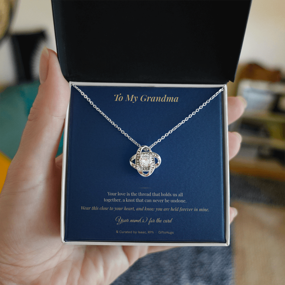 Personalized To My Grandma Love Knot Necklace with Message Card