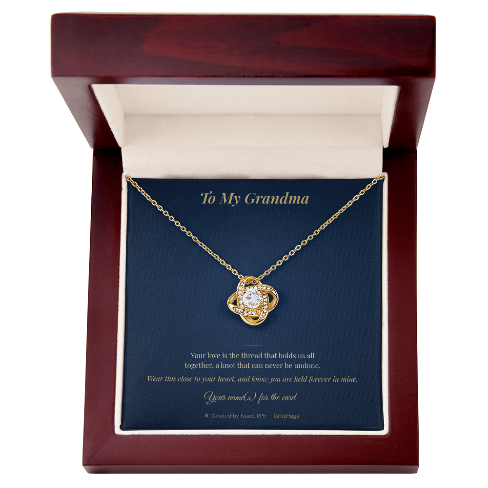 Personalized To My Grandma Love Knot Necklace with Message Card