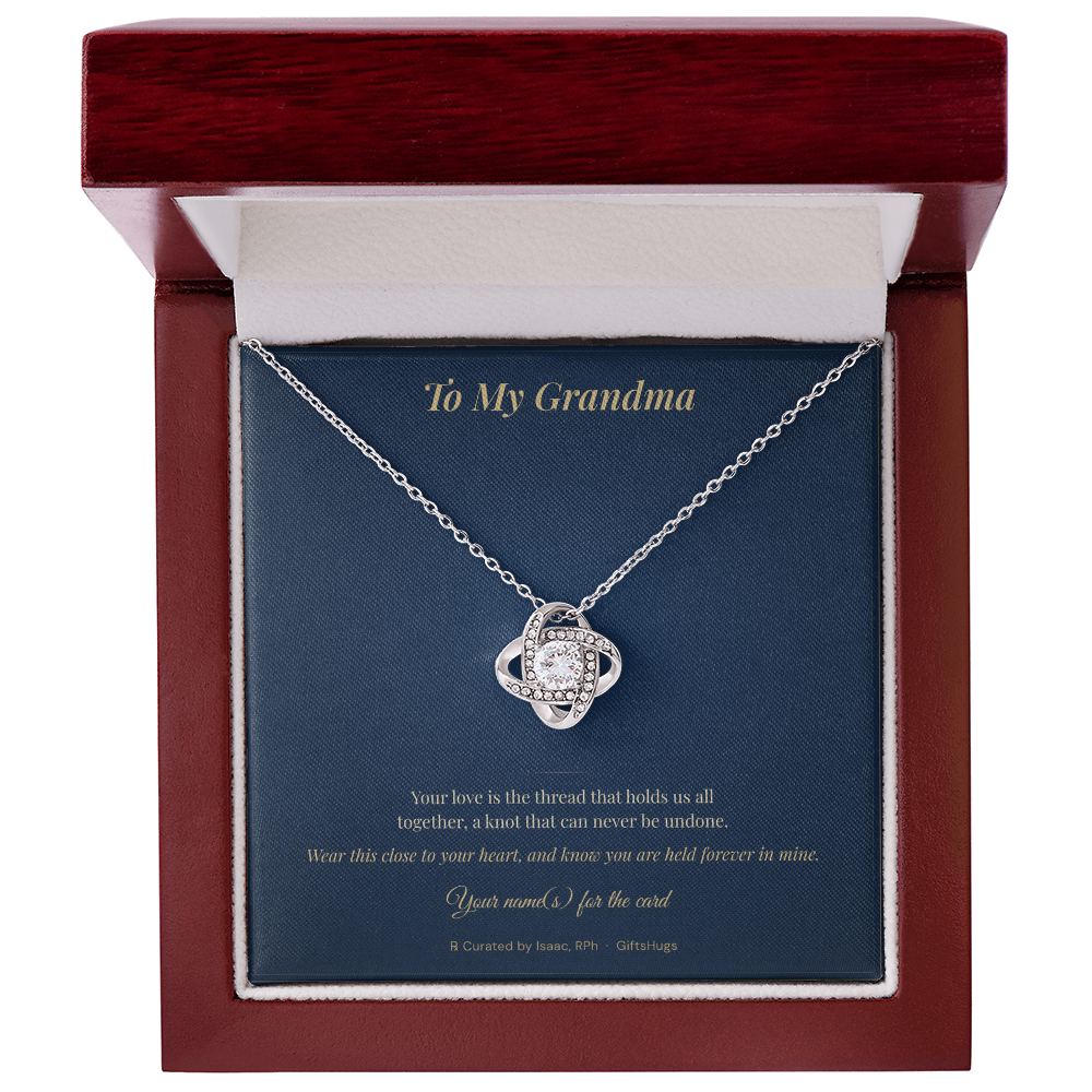 Personalized To My Grandma Love Knot Necklace with Message Card